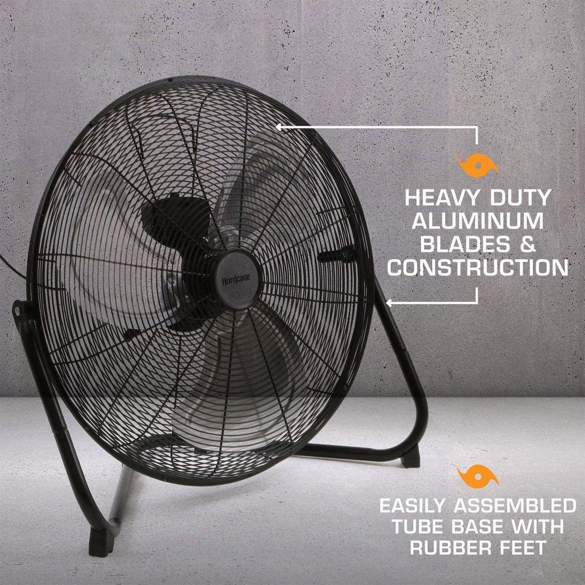 High Velocity Metal Blade Floor Fan, 3 Speeds, Black, 20in F407137