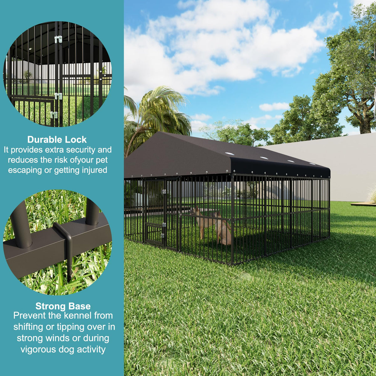 10x20x6.5 FT Heavy Duty Outdoor Dog Kennel with Roof U488938