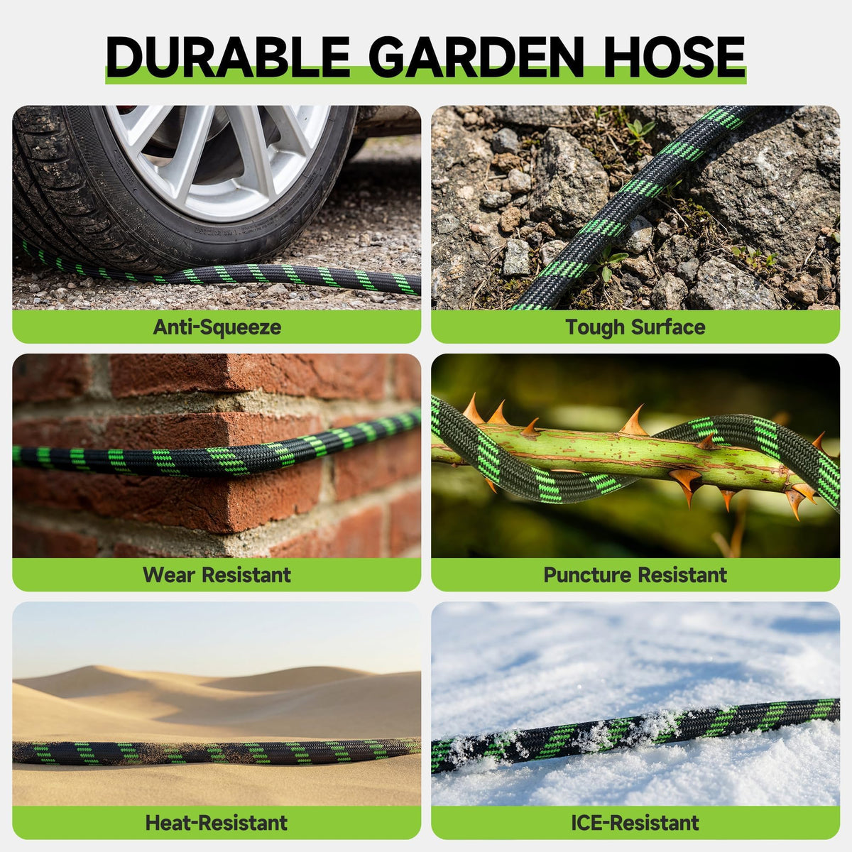 100 ft Flexible Lightweight Kink-Free Garden Hose with 10 Function Nozzle Z91689