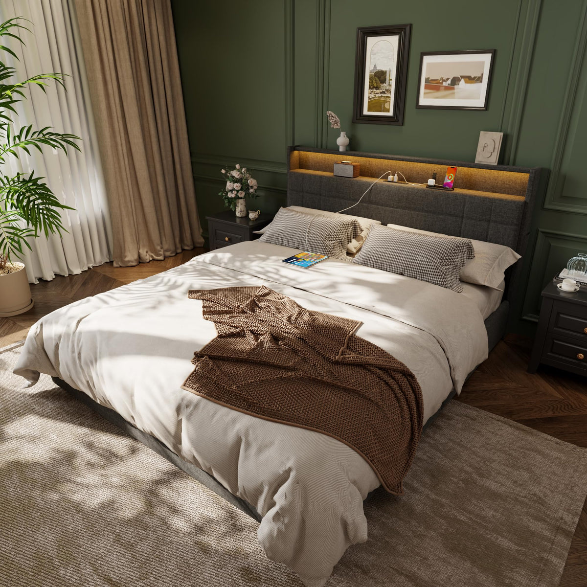 Queen Bed Frame with 4 Storage Drawers Q1173