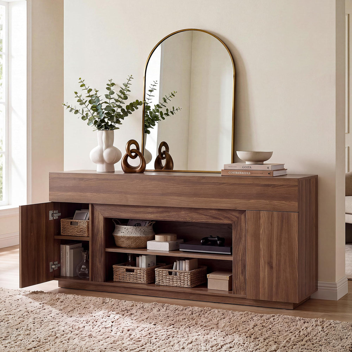 70" Walnut TV Stand I8768