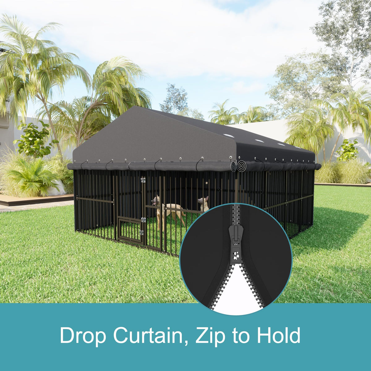 10x20x6.5 FT Heavy Duty Outdoor Dog Kennel with Roof U488938