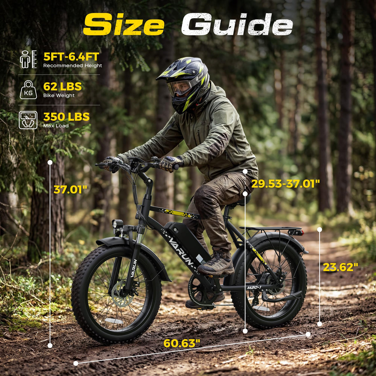 1000W Peak Motor 60+ Miles Fat Tire Electric Bike Q868720