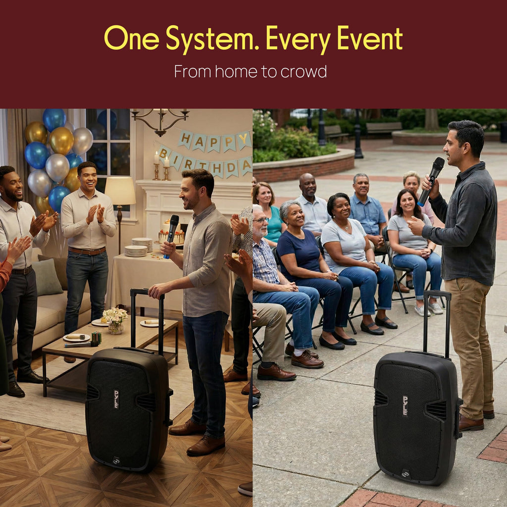15-Inch Portable PA Speaker System with 2 UHF Microphones R588
